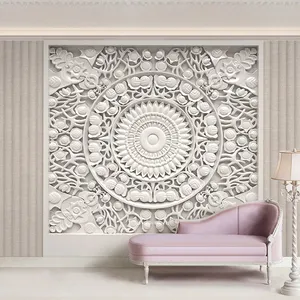 Papier peint personnalisé, plâtre blanc, Style européen, Relief stéréoscopique 3D, pour décor De maison, salon, arrière-plan De télévision