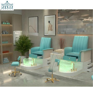 Moderno lujo belleza salón de uñas muebles pedicura Silla de alta calidad Silla de uñas placa de cerámica con función de perforación de luz - Product Image 4