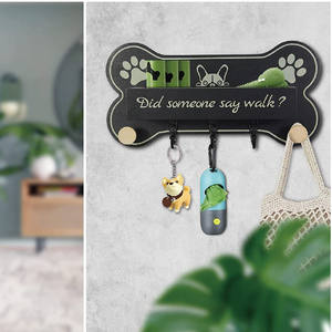 Organisateur de stockage en forme d'os en bois pour clé et laisse de chien à un niveau pour salle de bain <span class=keywords><strong>cuisine</strong></span> salon - Product Image 4