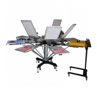 SM6-4565T imprimante d'écran en soie manuelle de haute qualité 6 stations imprimante textile de t-shirt de Table rotative moteur multicolore ferme de moteur