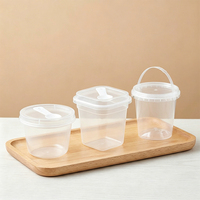 Pot à pudding de qualité alimentaire, contenant à yaourt jetable en plastique avec couvercle et cuillère, en PP épaissi, emballage standard