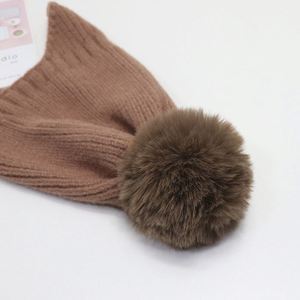 Chapeaux pour bébés personnalisés, protection des oreilles, chapeau tricoté, chapeau chaud pour enfants avec cache-oreilles, pompon, bonnet d'hiver - Product Image 4