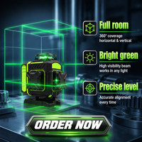 Niveau laser 4D à faisceau vert 16 lignes, nouveau style 2026, auto-nivelant professionnel, haute précision, outil de mesure de lignes verticales