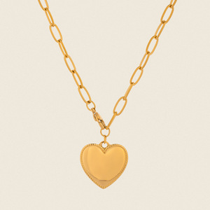 X&L Collana con Ciondolo a Cuore Personalizzato, Placcata <span class=keywords><strong>in</strong></span> <span class=keywords><strong>Oro</strong></span> 18K, Acciaio Inossidabile Impermeabile, Gioielli per Donne - Product Image 1