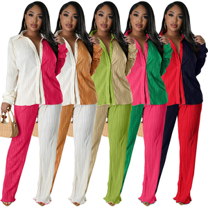 Abbigliamento alla moda e da donna nuovi prodotti autunnali in tinta multipla con stecchino morbido e Casual in due pezzi - Product Image 1
