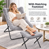 Fauteuil de salon pliable moderne avec repose-pieds assorti, fauteuil de détente en peluche douce pour salon, chambre à coucher, relaxation en intérieur