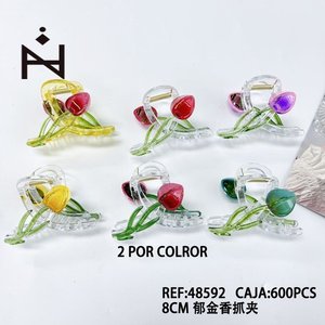 Fermaglio per capelli Tulip Claw Clip da 8 cm con design floreale per donne e ragazze - Product Image 1