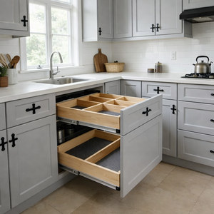 Armoires en chêne blanc de qualité supérieure, en bois massif, finition laquée, fermeture douce, unité modulaire pour villa de luxe en Amérique du Nord - Product Image 2