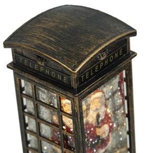 Decorazione Natalizia da Tavolo, Cabina Telefonica di Babbo Natale con Lanterna, <span class=keywords><strong>Globo</strong></span> di Neve Natalizio Pre-Illuminato a LED con Acqua Rotante e Glitter - Product Image 6
