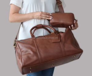 Classic <strong>Leather</strong> Travel Duffel Tote Bag for <strong>Women</strong> <strong>Holdall</strong> Travel Duffel Bag Oversized Overnight Weekender Bag - Product Image 2