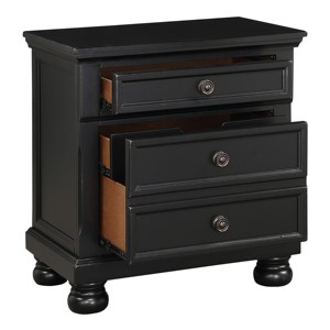 Black Finish Nightstand With Hidden <b>Drawer</b> Casual Transitional Bed <b>Side</b> Table - Product Image 3