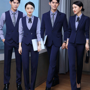 Unisex Business Suit <b>Set</b> Three Piece Work Uniform Formal <b>Blazer</b> For Office Wear - Product Image 1