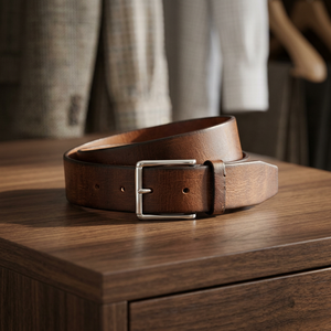 Ceinture pour homme BS INTERNATIONAL, logo personnalisé, cuir de vache véritable, boucle à ardillon, vintage, écologique, résistante, respirante, largeur 3,8 cm - Product Image 1