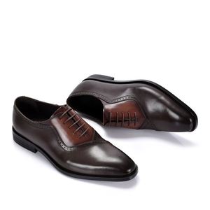 Zapatos Formales de Cuero Genuino para Hombre, Zapatos de Alta Calidad Hechos a Mano para Negocios, Bodas y Fiestas, Aumentan la Estatura, Impermeables y Transpirables - Product Image 1