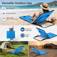 Chaise de plage Oxford portable et pliable pour l'extérieur, avec dossier réglable, antidérapante, résistante à l'humidité, design métallique moderne