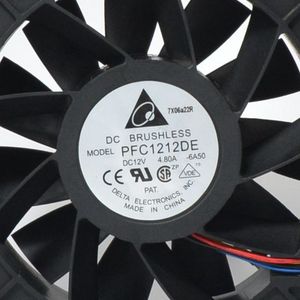 Ventilateur sans balais Delta PFC1212DE 120x120x38mm 12V 4.8A DC pour boîtier d'ordinateur, double roulement à billes, haut débit d'air - Product Image 2