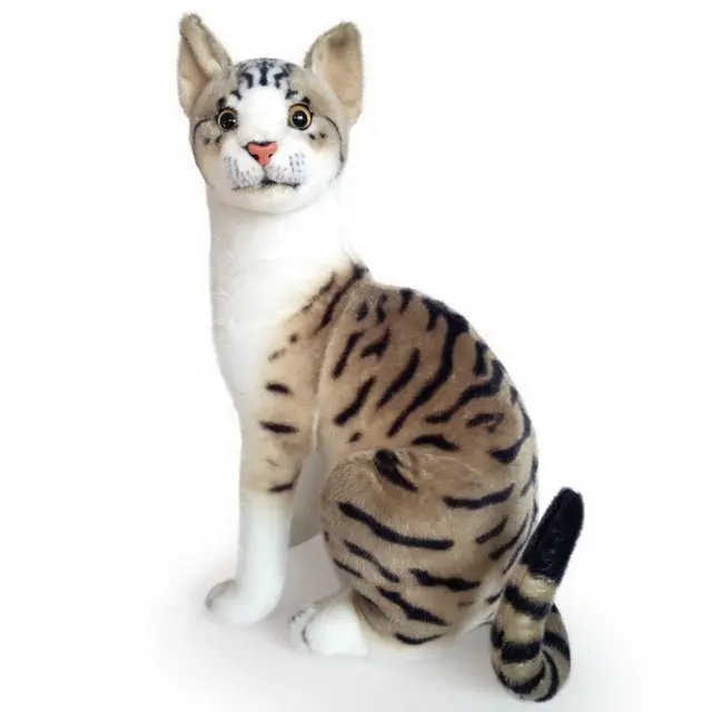 Gerçekçi dolması kedi peluş oyuncak gerçekçi peluş oturan lihua mao kedi doldurulmuş oyuncak