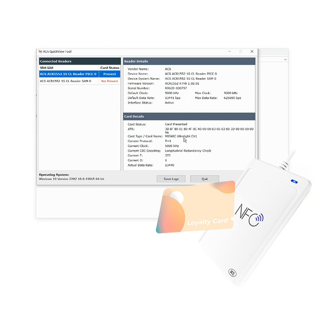USB CCID PC/SC ISO 7816 14443 15693 Protocol Keyboard Emulation ACR1552U NFC Tag Writer 13.56MHz ABS