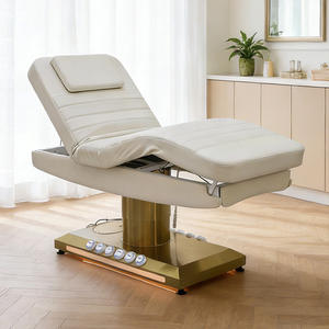 XFMC Acier Inoxydable Base Or Portable Lash Spa <span class=keywords><strong>Table</strong></span> De Massage Électrique Spa Professionnel Lit Cosmétique avec Fond LED Lumières - Product Image 1