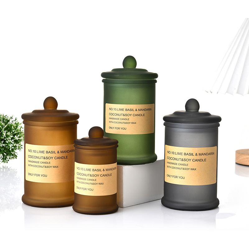 Wholesale Heat Resistant Customized Color Glass Jar Candle Private Label