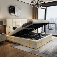 Cama King Size de Lujo con Tapicería de Cuero Genuino, Diseño Moderno, Resistente, para Uso en el Hogar o Hotel, Ecológica