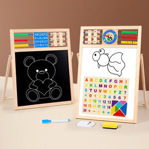 Chevalet double face pour enfants avec tableau blanc magnétique et tableau noir à peindre, chevalet en bois 4-en-1 pour enfants - Product Image 3