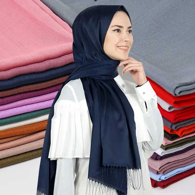 Écharpe Hijab en cachemire pour femmes, foulard blanc, Hijab, chaud, vente en gros,