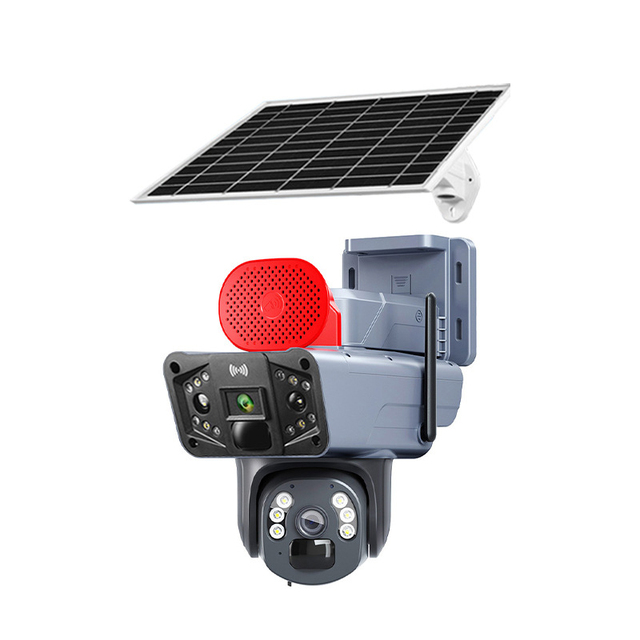 Dual Lens 3 Screens 6MP Outdoor Security Network Camera Panoramic High Definition CCTV WIFI Solar 4G Sim Card Camera