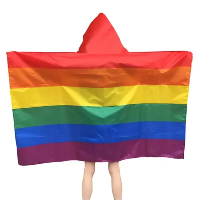 Gurur festivali LGBT Parade gökkuşağı giyim süslü elbise LGBTQ eşcinsel vücut bayrağı pelerin