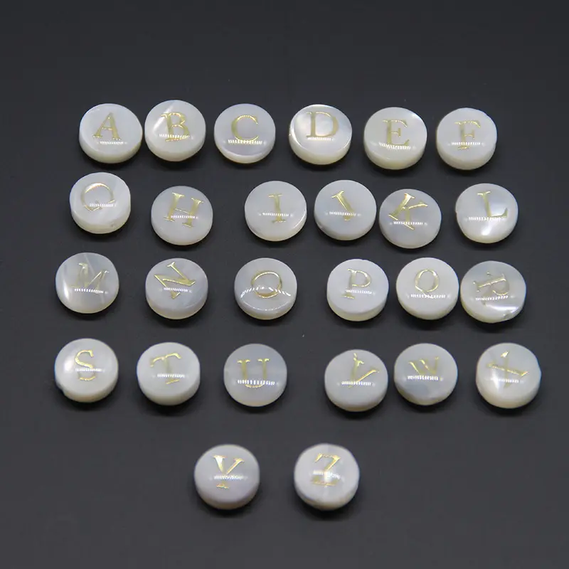 8mm Letter Customized Natural White Mop Shell Bead