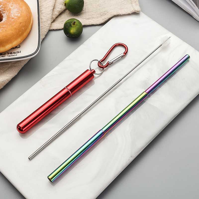 red case+rainbow straw