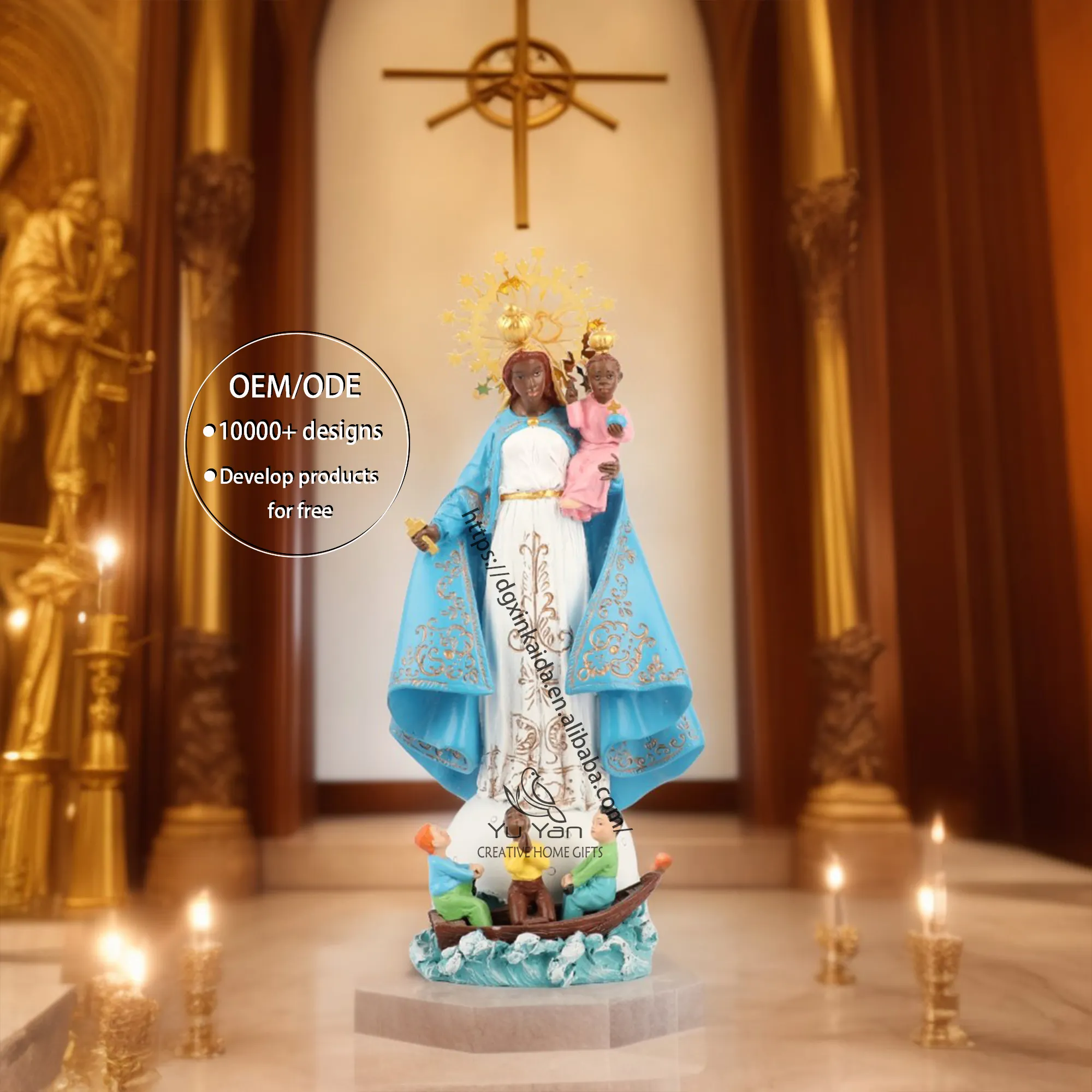 Fabbrica all'ingrosso statue religiose cattoliche fornitori di statue in resina collezione rinascimentale, 7.75 "madonna e bambino
