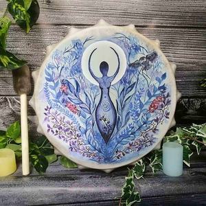 Tambor de Mano Personalizable al por Mayor Directo de Fábrica con Parches de Piel de Oveja y Cuerpo de Madera para Sanación Sonora Shamanica y Música Espiritual - Product Image 5