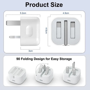 Bán Buôn Trắng EU Mỹ Anh AU Cắm 20W USB C Nhanh Chóng Sạc Qc3.0 USB C Điện Thoại Di Động Tường Sạc Cho Điện Thoại 15/14/13 - Product Image 6