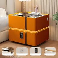 Muebles de Dormitorio Modernos, Mesita de Noche Inteligente con Luz LED, Carga Inalámbrica, Puerto USB, 2 Cajones, Tapa de Vidrio Templado, Gabinete para el Lado de la Cama