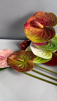 Tige d'Anthurium Artificielle en PU Effet Naturel, Fleur de Flamant Rose Multicolore, Décoration Florale pour Maison et Mariage, Vente en Gros