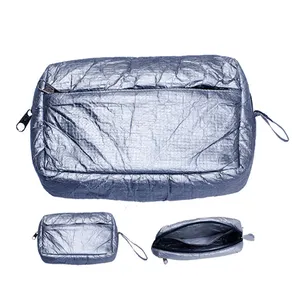 Women Cosmetic Bag Portable Makeup Bag Organizer Waterproof Dupont Paper Toiletry Pouch For Travel (silver)