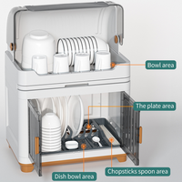 Haogle Égouttoir de rangement en plastique pour vaisselle de cuisine, assiettes, bols, baguettes et boîtes de rangement, avec couvercle, pour placard