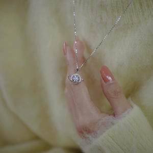 Collar de Plata de Ley S925 con Colgante de Gota de Agua con Diamantes Brillantes, Collar de Tesoros de Diamantes Rotos Coloridos para Chicas Dulces - Product Image 3