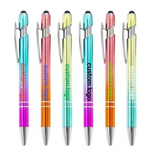 Wholesale Customized Shiny Gradient <b>Color</b> Ballpoint <b>Pen</b> Luxury Metal Stylus Ball <b>Pen</b> With Logo Printed for Business Gifts - Product Image 1