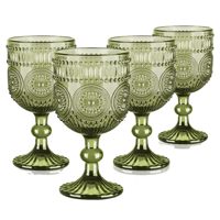 Verre à vin vintage en plastique 380 ml, motif floral en relief, avec pied, incassable, pour fêtes et mariages, vente en gros