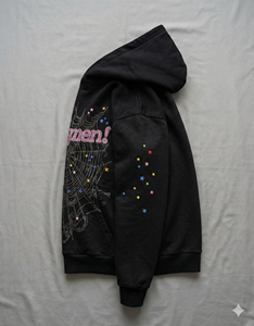 <span class=keywords><strong>Felpa</strong></span> con Cappuccio Hip Hop Personalizzata Mingmen, Stampa Ragnatela con Strass Y2K, Streetwear <span class=keywords><strong>Oversize</strong></span> Nero - Product Image 5