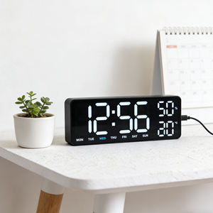 Nouvelle Arrivée Horloge Murale LED à Grand Affichage Numérique, Jour de la <span class=keywords><strong>Semaine</strong></span>, Température, Humidité, Luminosité Réglable, Alarme, Décoration Maison/Bureau - Product Image 5
