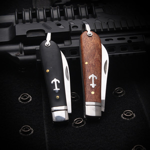 Cuchillo Plegable Tradicional para Electricistas BAI CHUANG, Cuchillo de Camping, Cuchillo de Acero Inoxidable con Borde Biselado y Mango de Madera, para Trabajos con Cables Sin Aislamiento - Product Image 4
