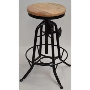 Tabouret de bar industriel vintage en métal, réglable en hauteur, pivotant, couleur personnalisée, pour la maison, la cuisine, la salle à manger, style ferme - Product Image 1
