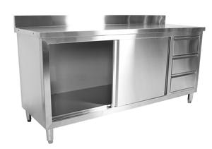 Armario de Cocina Resistente de Acero Inoxidable con 3 Cajones |   Equipo de Cocina Comercial para Restaurantes, Hoteles y Hogares - Product Image 2