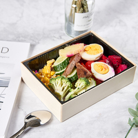 Assiette en bois jetable pour emporter, sushi, salade, emballage alimentaire, boîte en bois