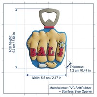 Pembuka Botol Bertema Anime Bali Tahan Air Cetak Digital Souvenir Perjalanan Gantungan Kunci Knuckle Karet PVC Lembut Hadiah Kustom OEM