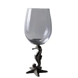metal seahorse stem wine glass