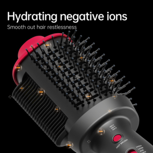 Rizador de Pelo Eléctrico, Cepillo Secador de Pelo de Cerámica de Doble Uso, Ajustes de Calor Regulables, 80W, Negro y Rojo, para el Hogar - Product Image 2